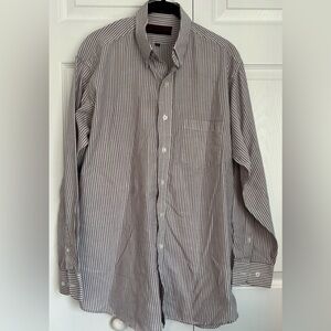 Men's Saxon Maroon/Gray Striped Long Sleeved Button Down Shirt